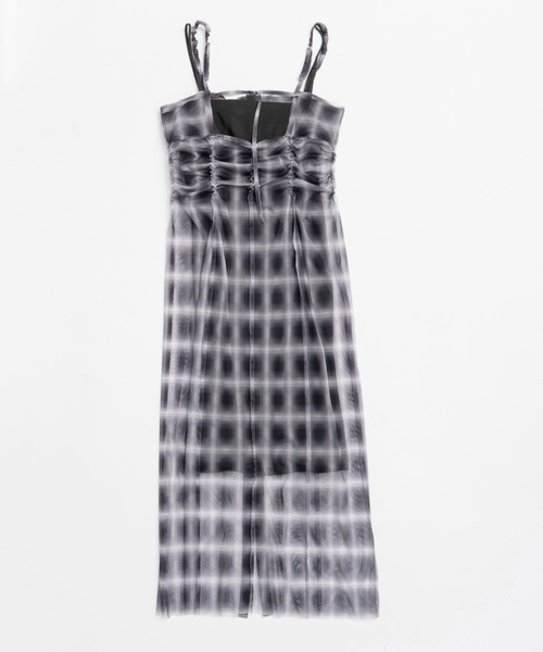 maisonspecial メゾンスペシャル チェック柄 ノースリーブワンピース MAISON SPECIAL ワンピース See-through Plaid Layered Dress