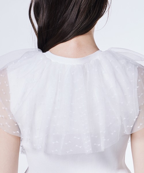 SOV. ソブ　ドライタッチ ニット フリル付き　38（M） Sov. / チュールフリルニット(SALE) TOPS Night STORE | ダブル