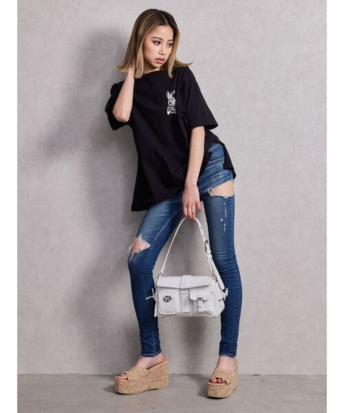 ジェイダ GYDA GAME HOLIC BUNNY BIG Tシャツ Tシャツ バニー ビッグT チュニック プリント オススメ セクシー ギャル 人気 レディース ブランド GYDA tシャツ GAME HOLIC BUNNY BIG Tシャツ レディース