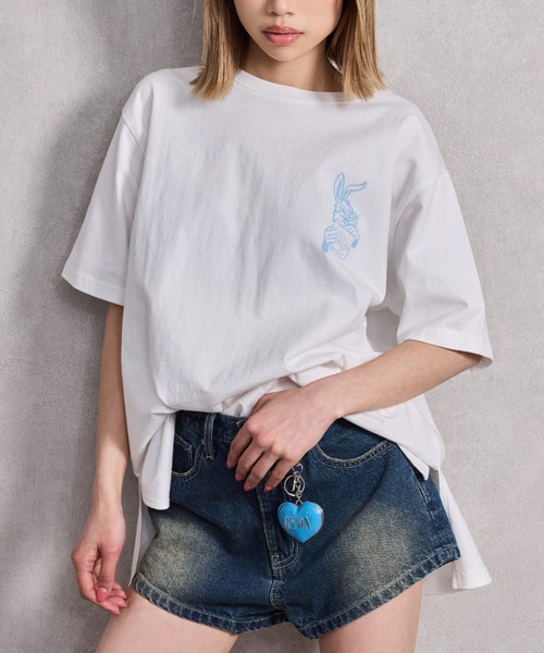 ジェイダ GYDA GAME HOLIC BUNNY BIG Tシャツ Tシャツ バニー ビッグT チュニック プリント オススメ セクシー ギャル 人気 レディース ブランド GYDA tシャツ GAME HOLIC BUNNY BIG Tシャツ レディース