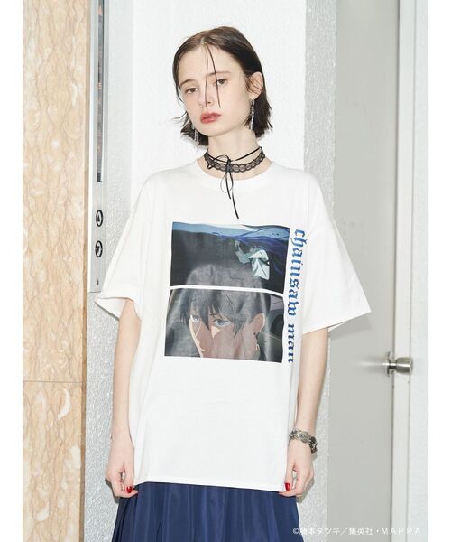チェンソーマン Tシャツ クリーム色 アニメTシャツ チェンソーマン Tシャツ M 実寸は2XLくらい クリーム色 アニメ