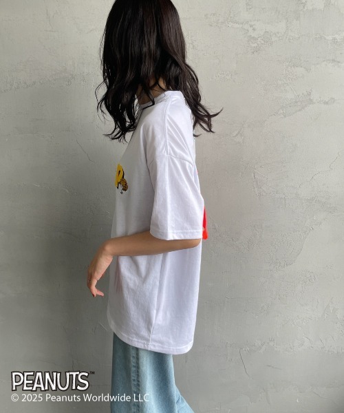 tシャツ 「PEANUTS×JEANS FACTORY/ピーナッツ×ジーンズ ファクトリー」 別注 PEANUTS FLOWER 刺繍プリントTシャツ セール】[PEANUTS×JEANS FACTORY/ピーナッツ×ジーンズ