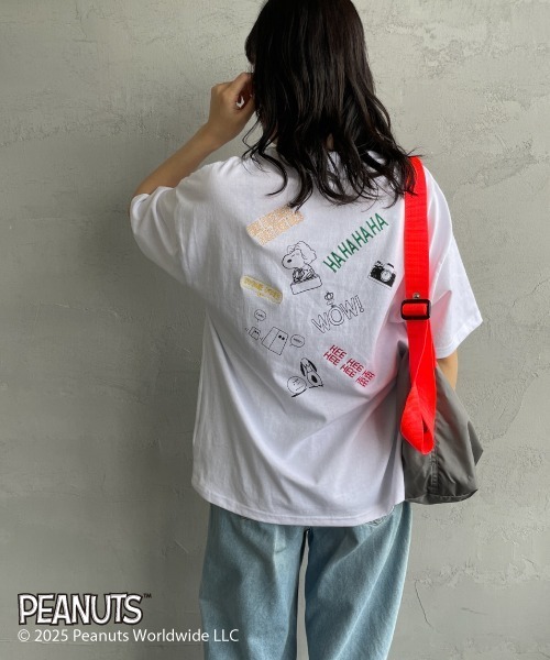 tシャツ 「PEANUTS×JEANS FACTORY/ピーナッツ×ジーンズ ファクトリー」 別注 PEANUTS FLOWER 刺繍プリントTシャツ セール】[PEANUTS×JEANS FACTORY/ピーナッツ×ジーンズ