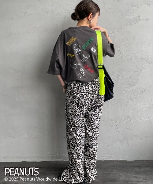 tシャツ 「PEANUTS×JEANS FACTORY/ピーナッツ×ジーンズ ファクトリー」 別注 PEANUTS FLOWER 刺繍プリントTシャツ セール】[PEANUTS×JEANS FACTORY/ピーナッツ×ジーンズ
