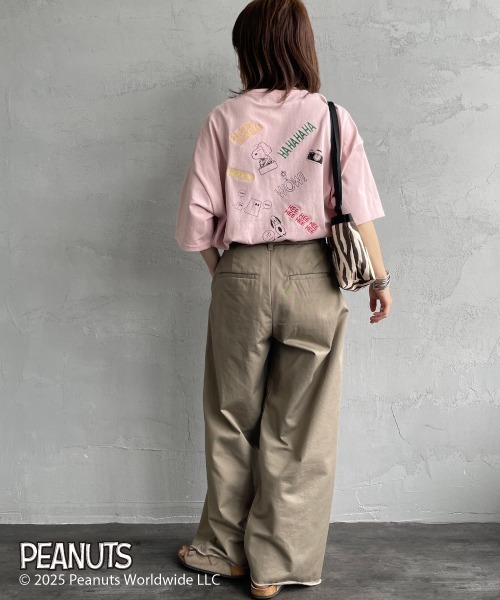 tシャツ 「PEANUTS×JEANS FACTORY/ピーナッツ×ジーンズ ファクトリー」 別注 PEANUTS FLOWER 刺繍プリントTシャツ セール】[PEANUTS×JEANS FACTORY/ピーナッツ×ジーンズ