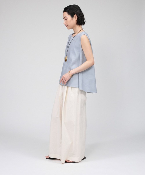 BABYLONE ブラウス シャツ リネンレーヨンストレッチブラウス