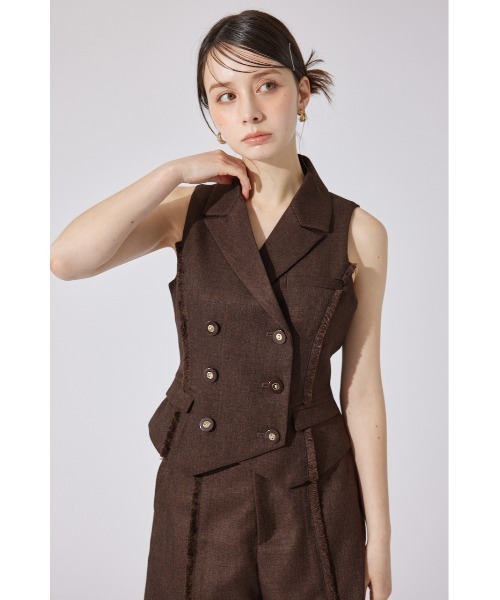 Laungedress ダブルベスト ノースリーブ ジレ ジャケット 麻 org.jpg