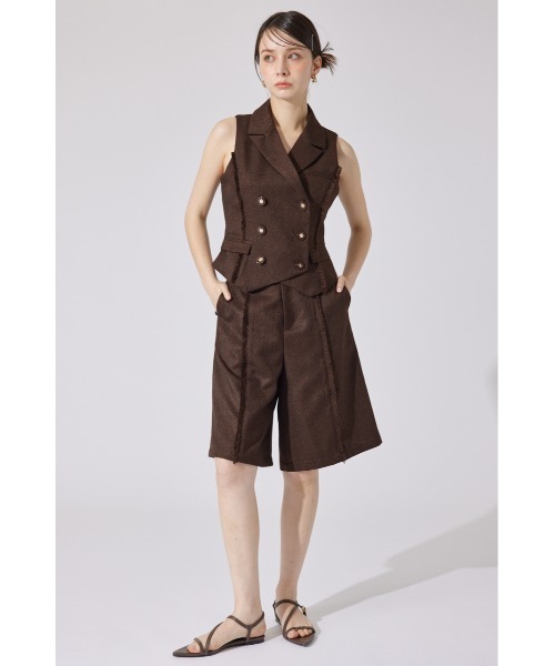 美品＊Laungedress ダブルベスト ノースリーブ ジレ ジャケット 麻 aa1317_9.jpg