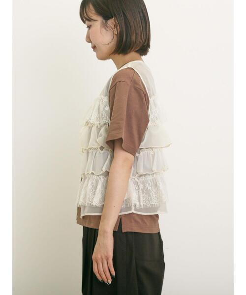 Samansa Mos2（サマンサモスモス） ベスト ジレ 異素材フリルベスト