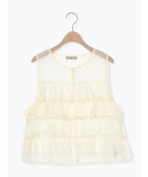 Samansa Mos2（サマンサモスモス） ベスト ジレ 異素材フリルベスト