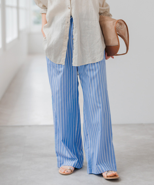 Spick＆Span パンツ ドビーストライプイージーパンツ レディース