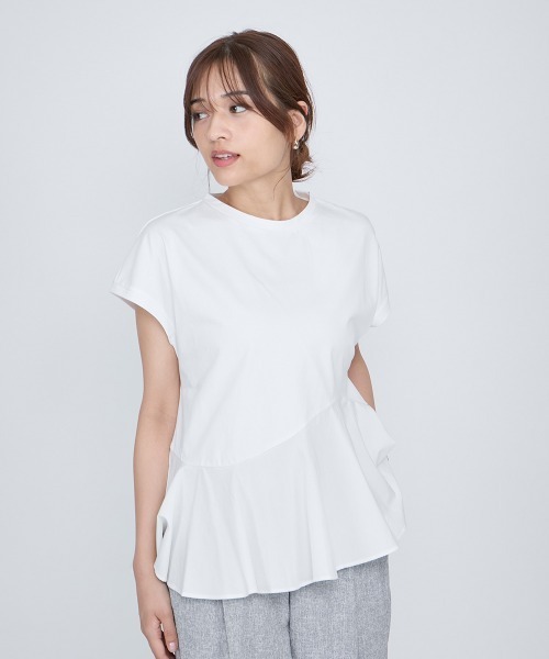 tシャツ ペプラムフレンチスリーブプルオーバー「手洗い可能」 レディース