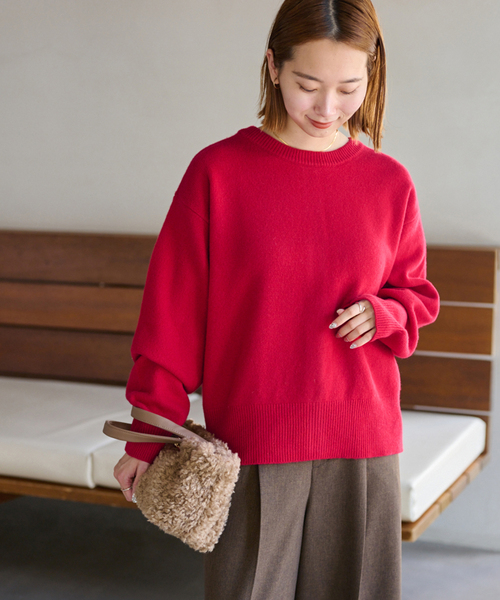 新品　ジャーナルスタンダードレリューム　ウールカシミヤクルーネックカーディガン JOURNAL STANDARD relume カーディガン 「25AW新作」ウール