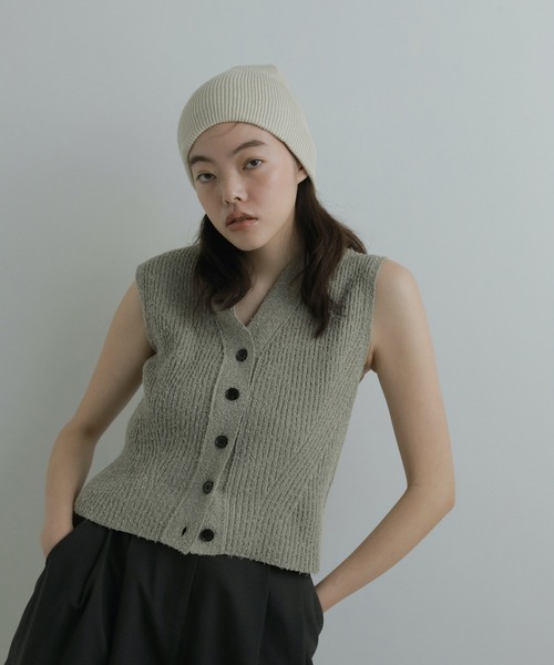【完売品】ànuke アンヌーク アンゴラニットベスト グレー F クルーネック anuke（アンヌーク） ベスト ジレ Curlyarn Knit Vest レディース