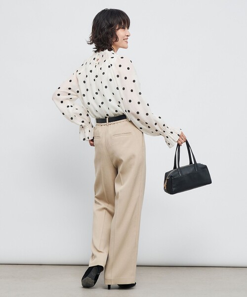 「新品未使用】NOLLEY'S ：ノーリーズ ドットブラウス NOLLEY'S（ノーリーズ） ブラウス シャツ ウォッシャブルピンタック