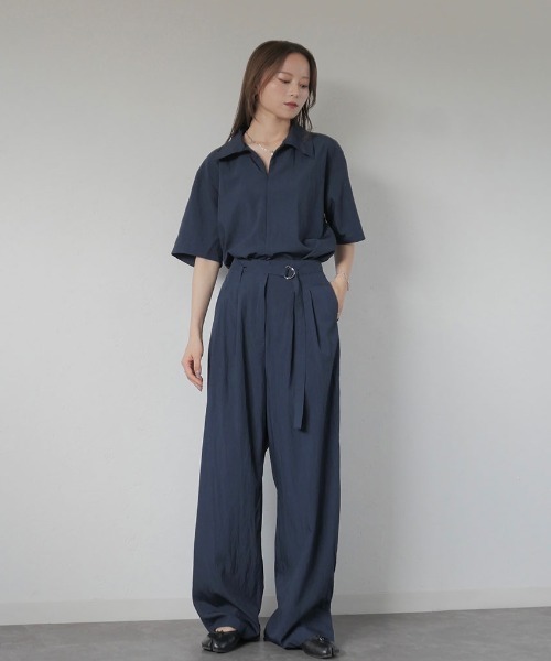 「Reurie'」 半袖シャツ FREE ネイビー レディース_画像9