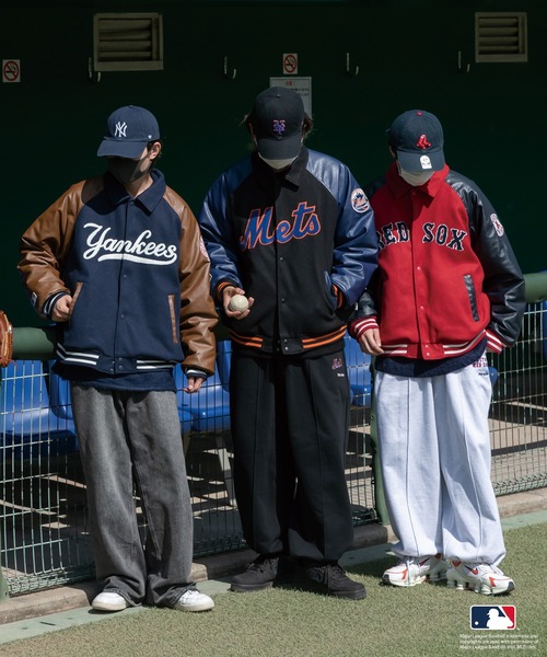 Perushu スタジャン「MLBコラボ」 LARGE ネイビー メンズ : ZOZOTOWN