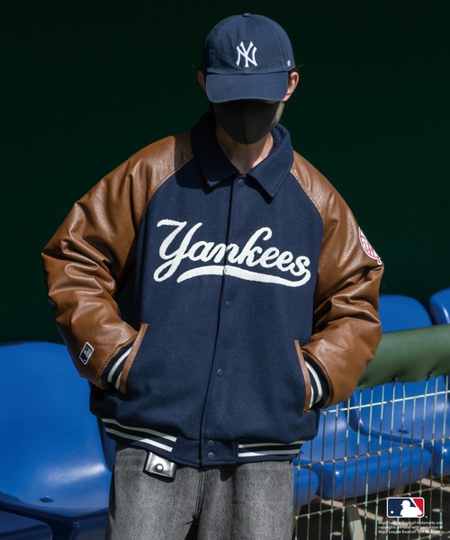 Perushu スタジャン「MLBコラボ」 LARGE ネイビー メンズ : ZOZOTOWN