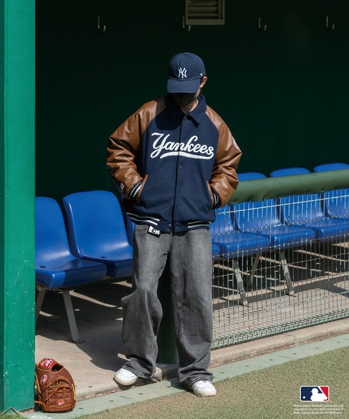 Perushu スタジャン「MLBコラボ」 LARGE ネイビー メンズ : ZOZOTOWN