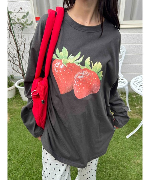 WC tシャツ 「秋冬新作」イチゴワンポイントロンT レディース