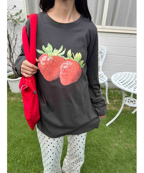 WC tシャツ 「秋冬新作」イチゴワンポイントロンT レディース