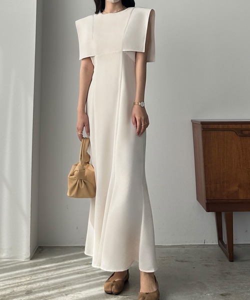 「Louere」 半袖ワンピース LARGE アイボリー レディース_画像3