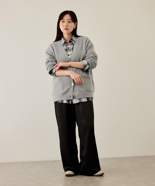 NAVY シャツ オンブレチェック切り替えネルシャツ メンズ レディース