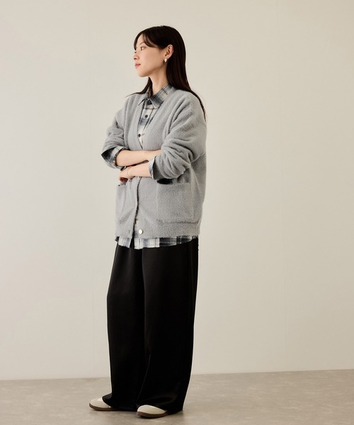 NAVY シャツ オンブレチェック切り替えネルシャツ メンズ レディース