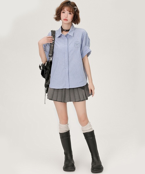 「c.u.l」 半袖シャツ M ブルー レディース_画像3