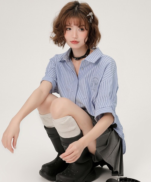 「c.u.l」 半袖シャツ M ブルー レディース_画像8