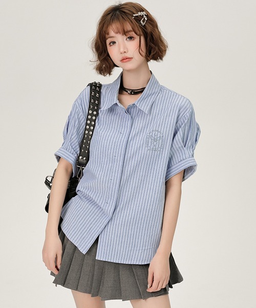 「c.u.l」 半袖シャツ M ブルー レディース_画像9
