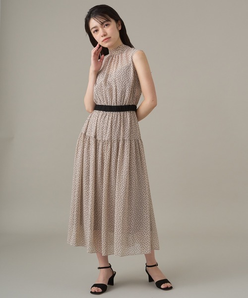 ANYIノースリーブ ワンピース 36 ANAYI（アナイ） ノースリーブワンピース 36 ベージュ レディース