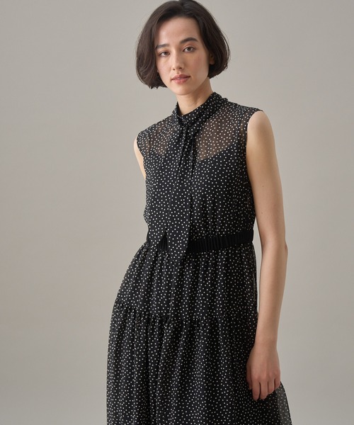 美品　 ANAYI 38 ノースリーブワンピース 黒白パターン ANAYI（アナイ） ノースリーブワンピース 36 ベージュ レディース
