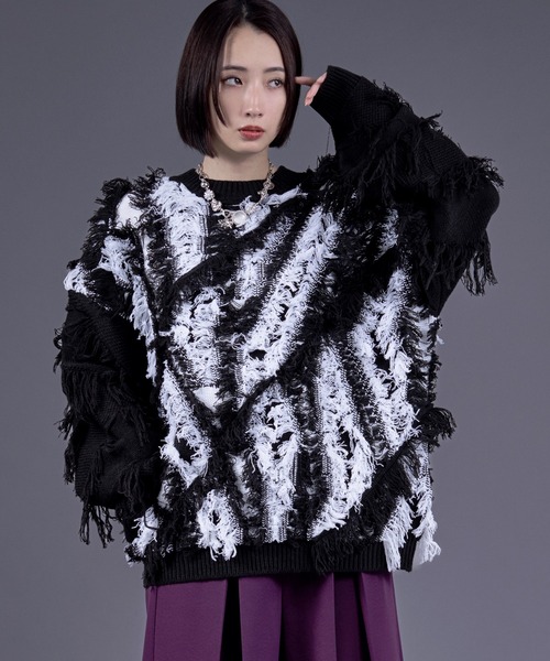 Ellno Loset（エルノロゼット） セーター ニット フリンジジャガード