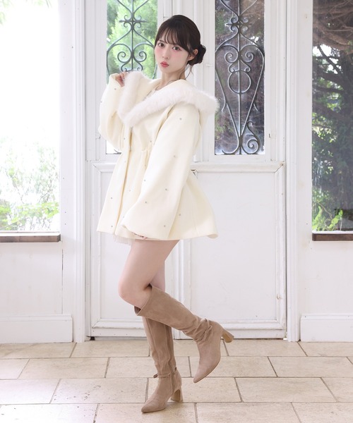 ナイスクラップ ビジュー付き女の子コート one after another NICE CLAUP コート アウター ビジュー付き女の子