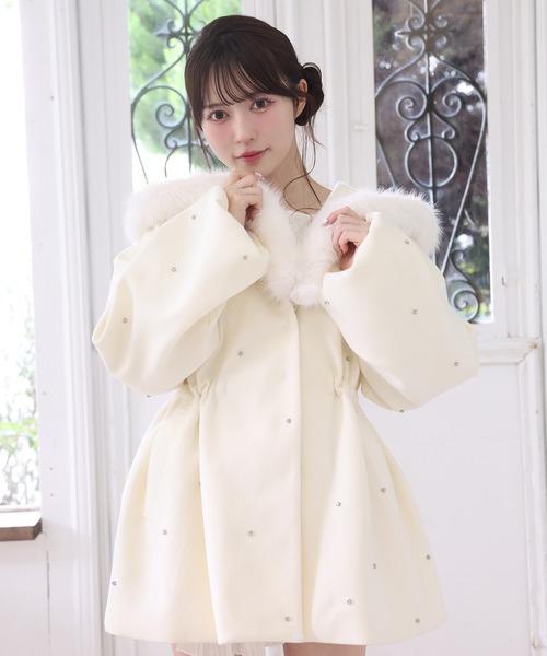 ナイスクラップ ビジュー付き女の子コート one after another NICE CLAUP コート アウター 「今すぐお届け可能