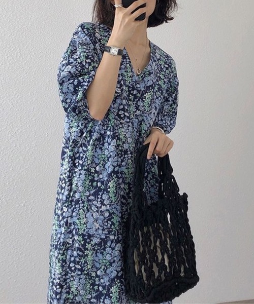 「CADBURY」 半袖ワンピース LARGE ブルー レディース_画像3