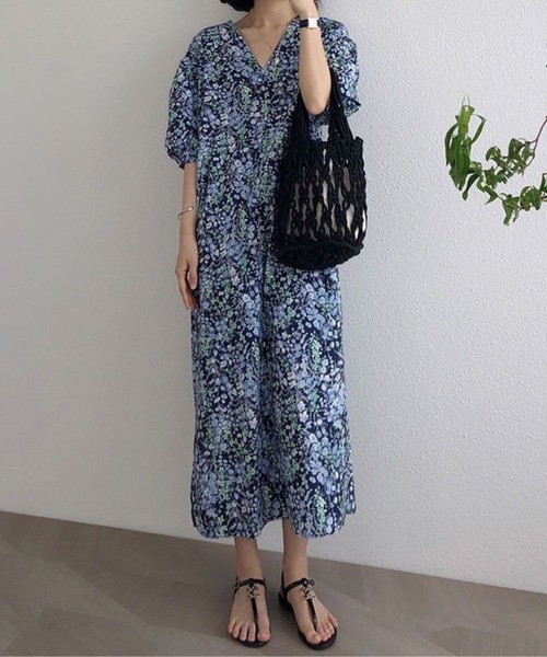 「CADBURY」 半袖ワンピース LARGE ブルー レディース_画像4