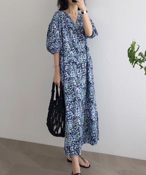 「CADBURY」 半袖ワンピース LARGE ブルー レディース_画像5