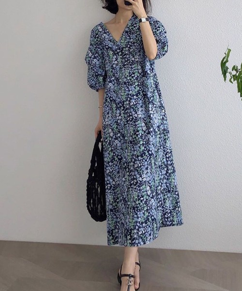 「CADBURY」 半袖ワンピース LARGE ブルー レディース_画像6