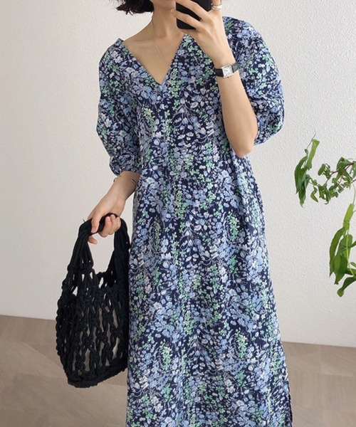 「CADBURY」 半袖ワンピース LARGE ブルー レディース_画像7