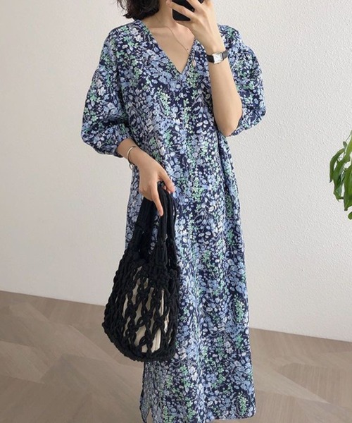 「CADBURY」 半袖ワンピース LARGE ブルー レディース_画像8