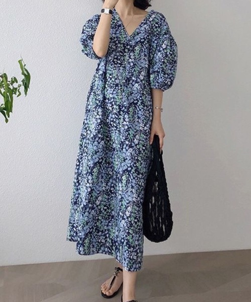 「CADBURY」 半袖ワンピース LARGE ブルー レディース_画像9