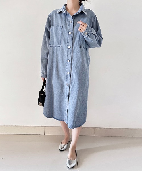 シャツワンピース カーブヘムデニムシャツワンピース : ZOZOTOWN Yahoo