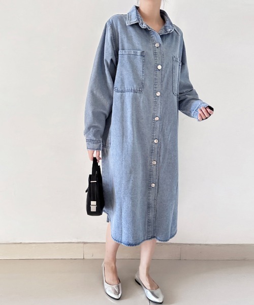 シャツワンピース カーブヘムデニムシャツワンピース : ZOZOTOWN Yahoo