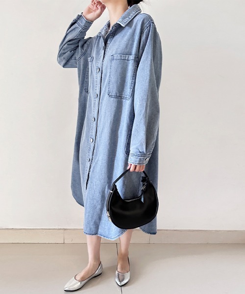 シャツワンピース カーブヘムデニムシャツワンピース : ZOZOTOWN Yahoo