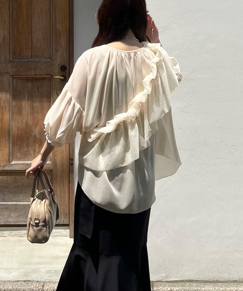 「junoah」 7分袖ブラウス X-LARGE クリーム レディース_画像3