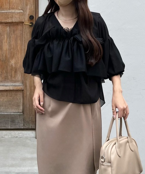 「junoah」 7分袖ブラウス X-LARGE クリーム レディース_画像6