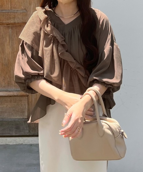 「junoah」 7分袖ブラウス X-LARGE クリーム レディース_画像9