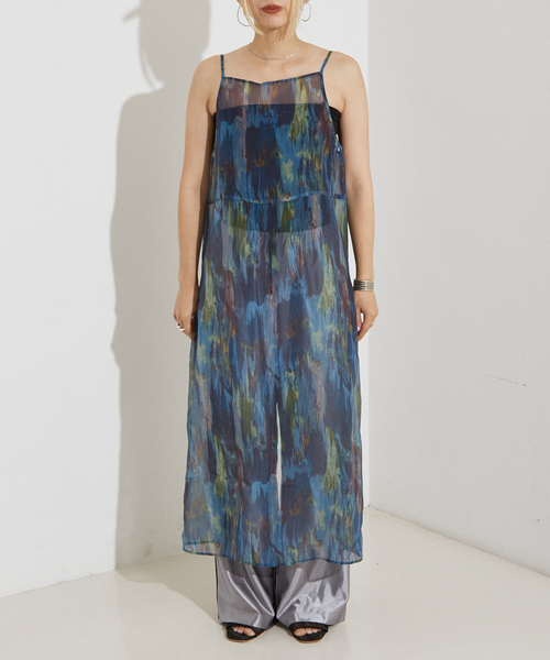 「NOMINE」 キャミソールワンピース フリー グレイッシュブルー レディース_画像3